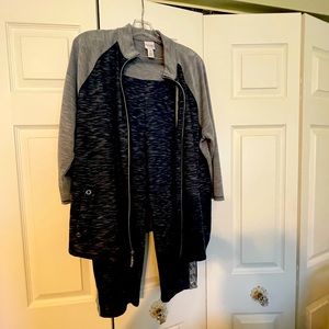 Chicos size 3 lounge set navy blue and gray great condition